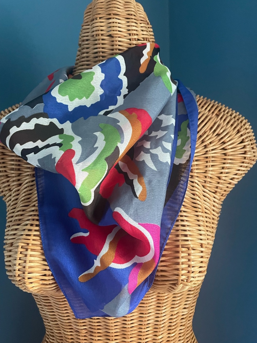 Vintage Cacharel  Lou Lou Abstract Multi Colored Scarf Italy 1980’s